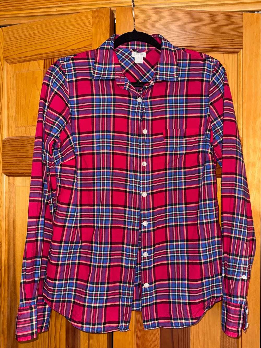 J. Crew Pink and Blue Plaid Button-Down Shirt